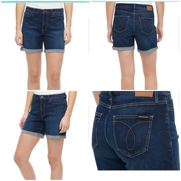 NWT Calvin Klein Jeans Womens Roll Cuff Denim Short, Color Malibu, size 10 - Picture 1 of 8